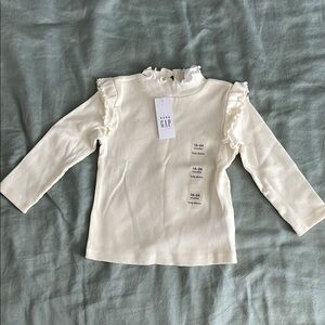 Baby Gap Girl’s Ruffle Shoulder Mock Neck Ribbed Top, 18-24M